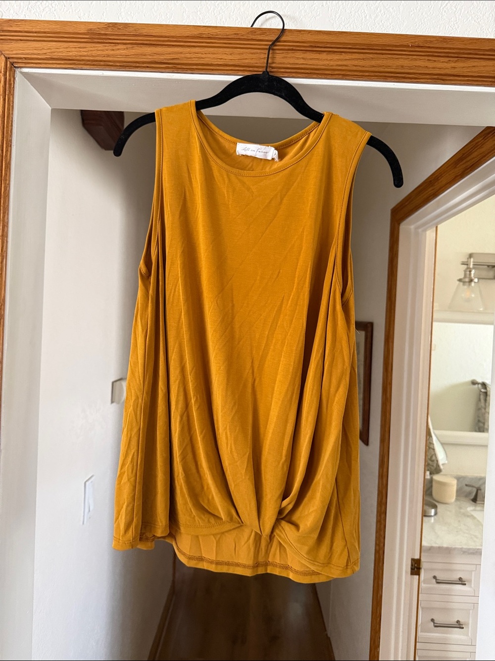 All In Favor Sleeveless Twist-Front Tank Top - Mustard